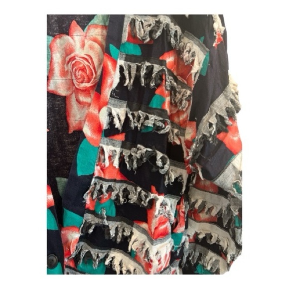 Vintage Paula Sweet Muslin Mink Fringe Jacket Floral - Picture 4 of 4